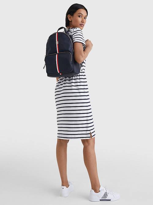 Tommy Hilfiger Signature Tape Backpack Táska Női Kék | TH574LUJ