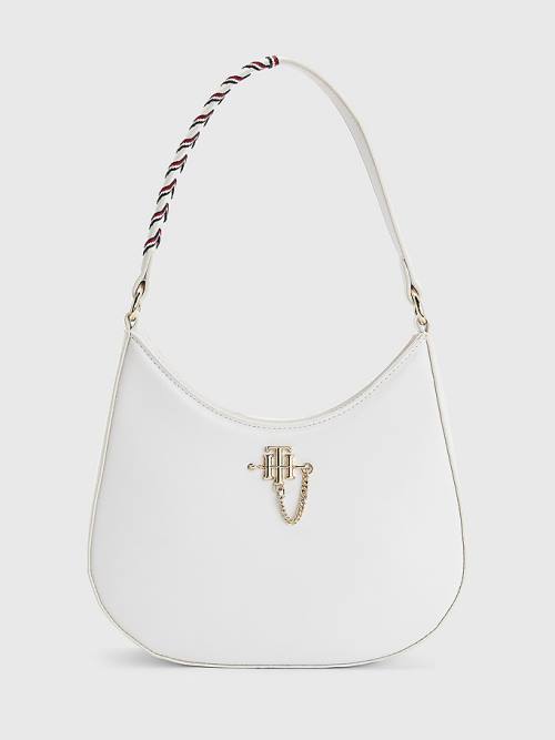 Tommy Hilfiger Signature Tape Chain Shoulder Táska Női Fehér | TH123EQH