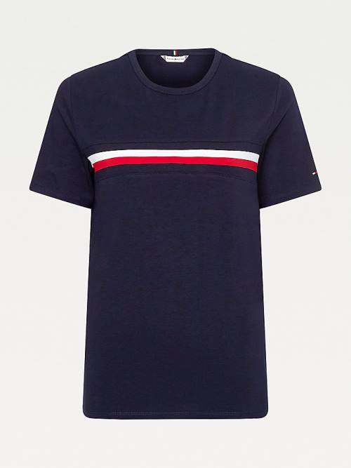 Tommy Hilfiger Signature Tape Crew Neck Póló Női Kék | TH305GHS