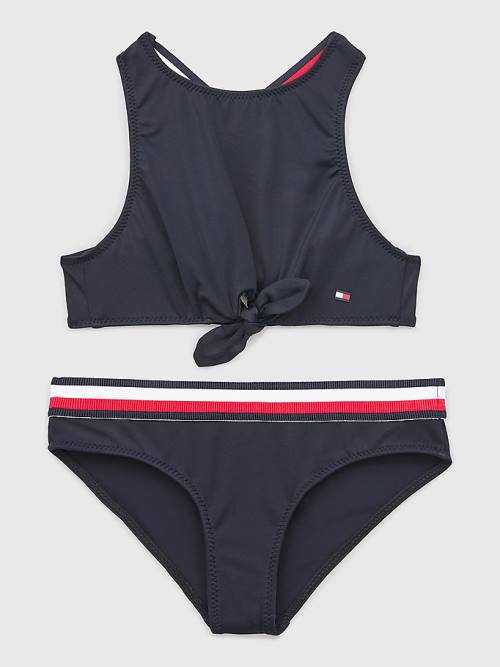 Tommy Hilfiger Signature Tape Crop Top Bikini Set Fürdőruha Lány Kék | TH472DNV