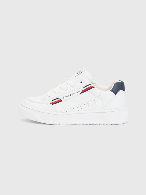 Tommy Hilfiger Signature Tape Csipke-Up Tornacipő Fiú Fehér | TH310PGD