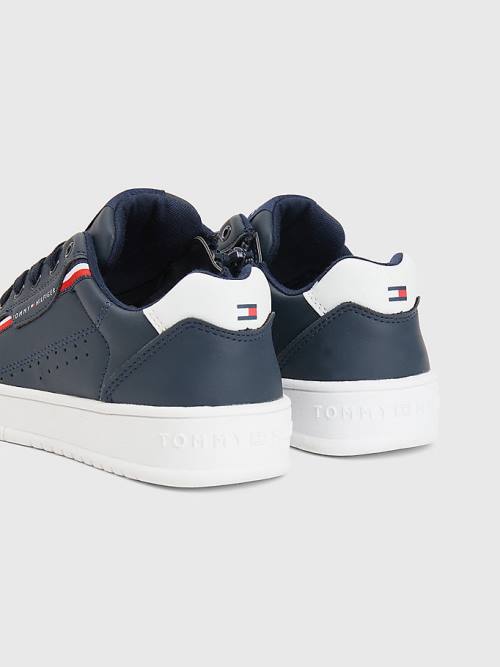 Tommy Hilfiger Signature Tape Csipke-Up Tornacipő Fiú Kék | TH926SZA