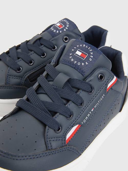 Tommy Hilfiger Signature Tape Csipke-Up Tornacipő Fiú Kék | TH926SZA