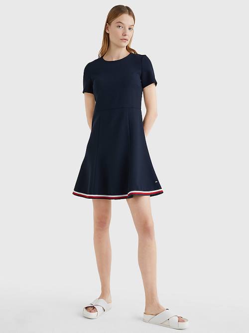 Tommy Hilfiger Signature Tape Fit And Flare Ruha Női Kék | TH012ELJ