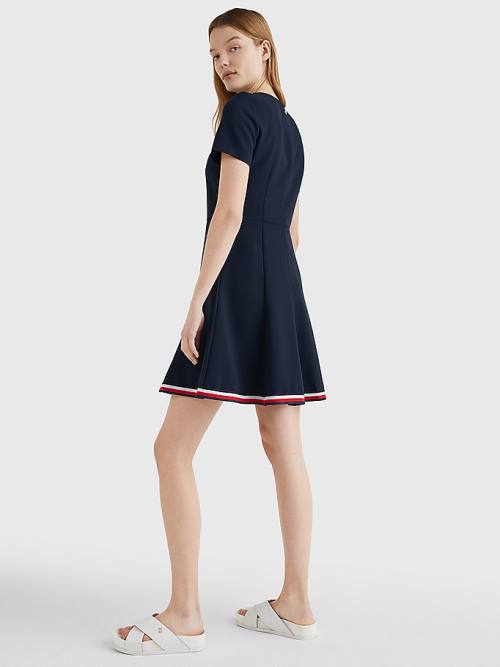 Tommy Hilfiger Signature Tape Fit And Flare Ruha Női Kék | TH012ELJ