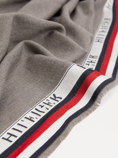 Tommy Hilfiger Signature Tape Logo Selvedge Sál Férfi Szürke | TH870FEO