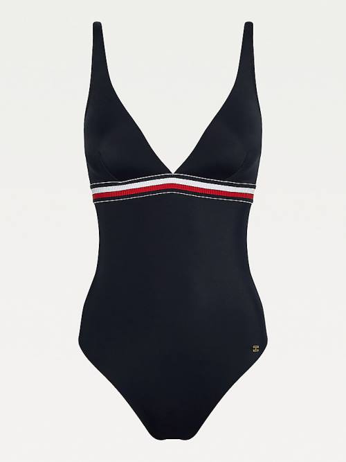 Tommy Hilfiger Signature Tape One Piecesuit Fürdőruha Női Kék | TH831MNV