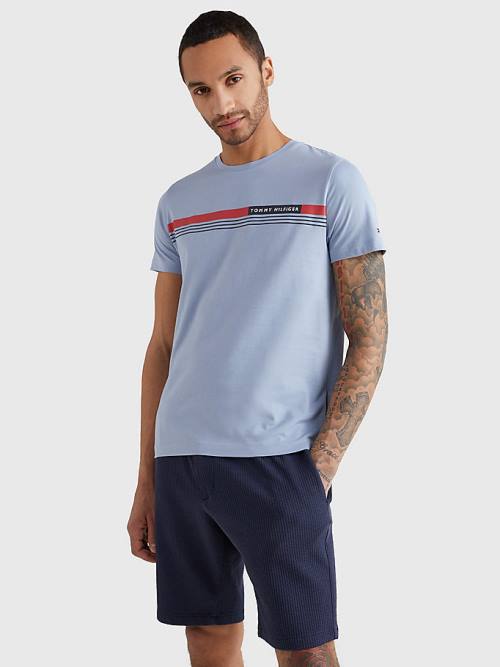 Tommy Hilfiger Signature Tape Póló Férfi Kék | TH329FJV