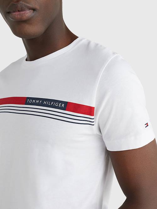 Tommy Hilfiger Signature Tape Póló Férfi Fehér | TH890MED