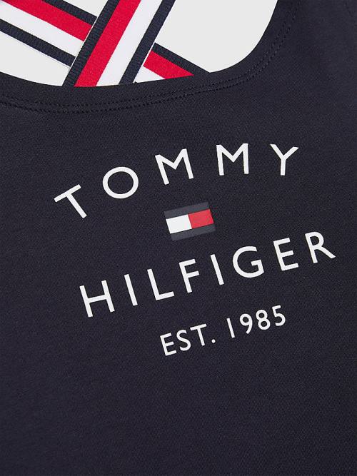 Tommy Hilfiger Signature Tape Ujjatlan Ruha Fürdőruha Lány Kék | TH074LXE