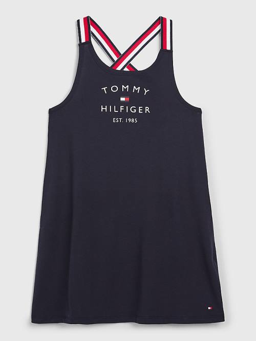 Tommy Hilfiger Signature Tape Ujjatlan Ruha Fürdőruha Lány Kék | TH074LXE