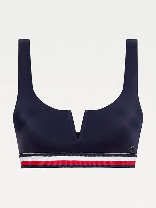 Tommy Hilfiger Signature Tape Underband V-Cut Bikini Bralette Fürdőruha Női Kék | TH973IFV