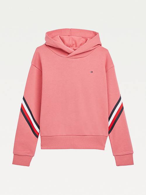 Tommy Hilfiger Signature Trim Slouchy Kapucnis Pulóver Lány Piros | TH159ZGK