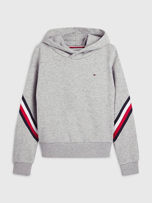 Tommy Hilfiger Signature Trim Slouchy Kapucnis Pulóver Lány Szürke | TH487ION