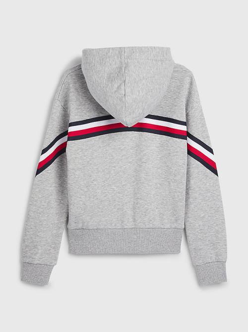 Tommy Hilfiger Signature Trim Slouchy Kapucnis Pulóver Lány Szürke | TH487ION