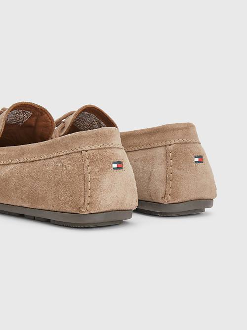 Tommy Hilfiger Signature Velúr Driver With Laces Alkalmi Cipő Férfi Khaki | TH647BZT