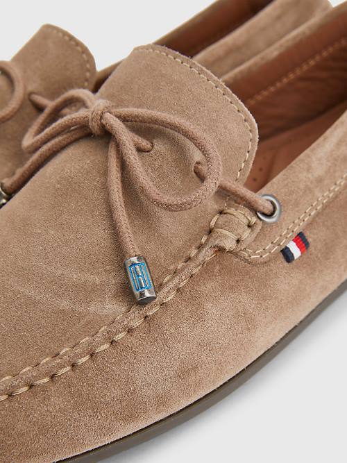 Tommy Hilfiger Signature Velúr Driver With Laces Alkalmi Cipő Férfi Khaki | TH647BZT