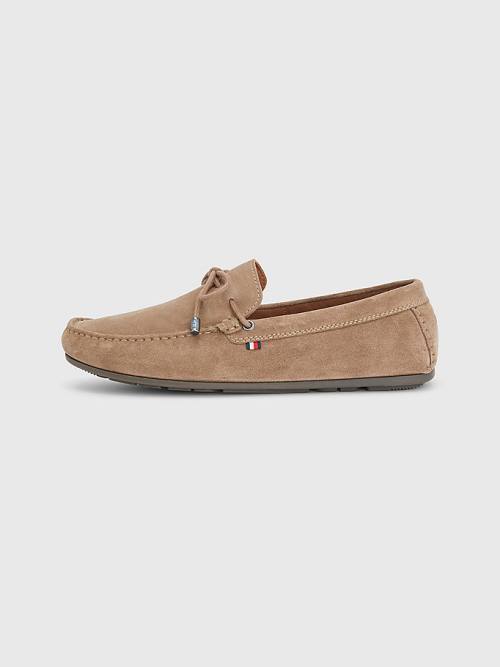 Tommy Hilfiger Signature Velúr Driver With Laces Alkalmi Cipő Férfi Khaki | TH647BZT