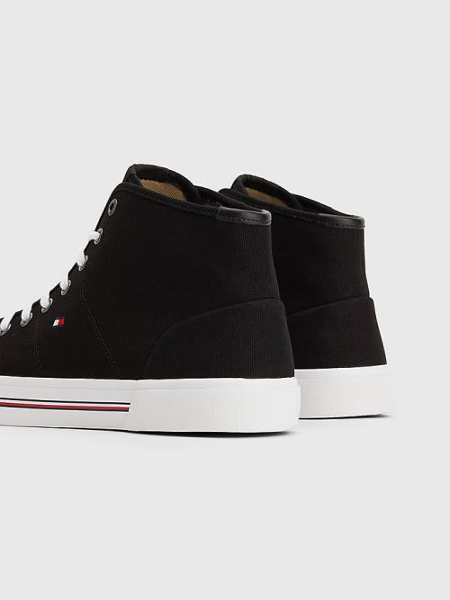 Tommy Hilfiger Signature Vászon Mid-Top Tornacipő Férfi Fekete | TH160BNG