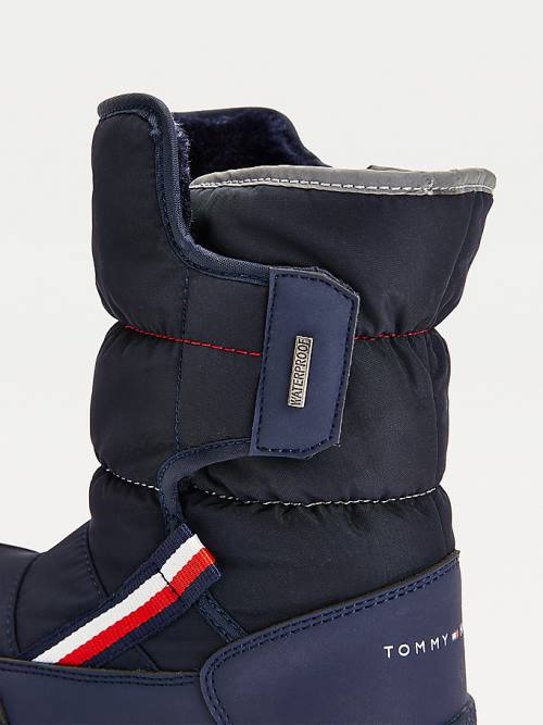 Tommy Hilfiger Signature Webbing Padded Snow Bakancs Fiú Kék | TH297WNV