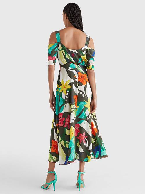 Tommy Hilfiger Silk Hawaiian Print Maxi Ruha Női Khaki | TH403DGN