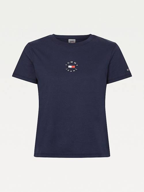 Tommy Hilfiger Single Jersey Slim Fit Póló Női Kék | TH580VBJ