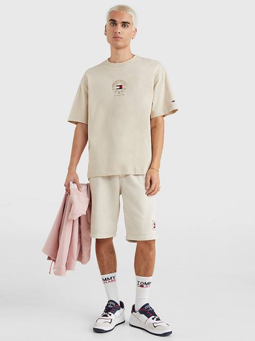 Tommy Hilfiger Skate Fit Logo Póló Férfi Bézs | TH485IXD