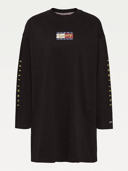 Tommy Hilfiger Sleeve Logo Ruha Női Fekete | TH512BHM