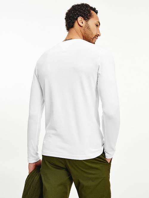 Tommy Hilfiger Slim Fit Long Sleeve Póló Férfi Fehér | TH063GSR