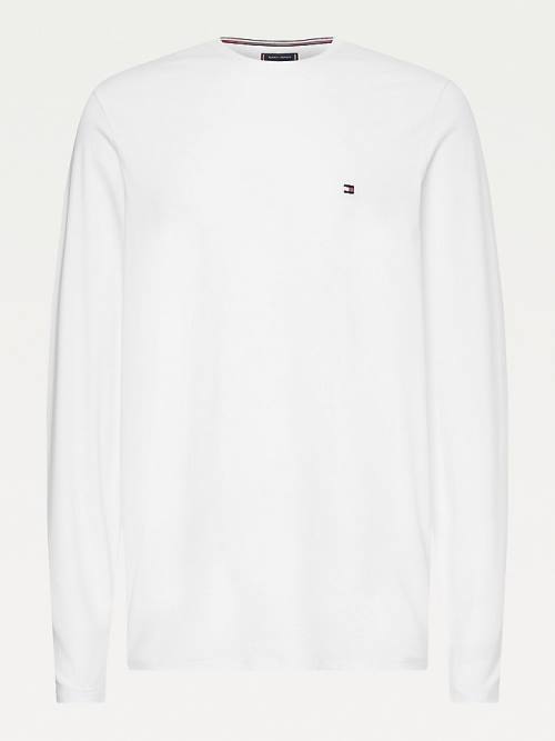 Tommy Hilfiger Slim Fit Long Sleeve Póló Férfi Fehér | TH063GSR