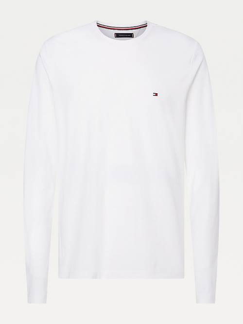 Tommy Hilfiger Slim Fit Long Sleeve Póló Férfi Fehér | TH063GSR