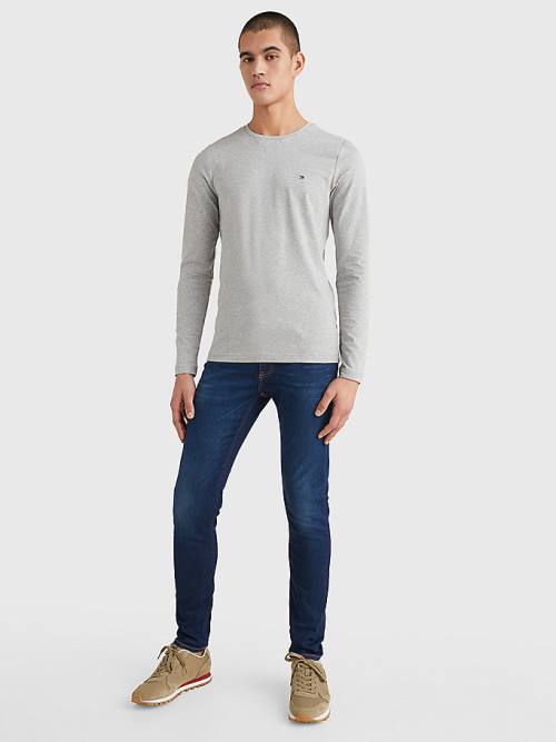 Tommy Hilfiger Slim Fit Long Sleeve Póló Férfi Szürke | TH394FWH