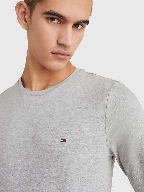 Tommy Hilfiger Slim Fit Long Sleeve Póló Férfi Szürke | TH394FWH