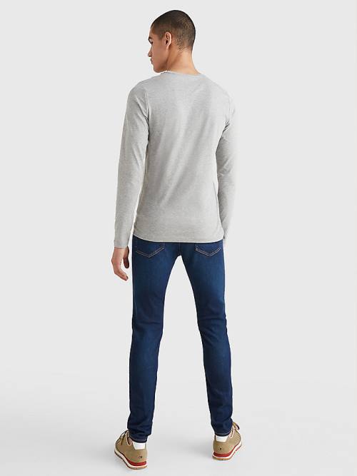 Tommy Hilfiger Slim Fit Long Sleeve Póló Férfi Szürke | TH394FWH