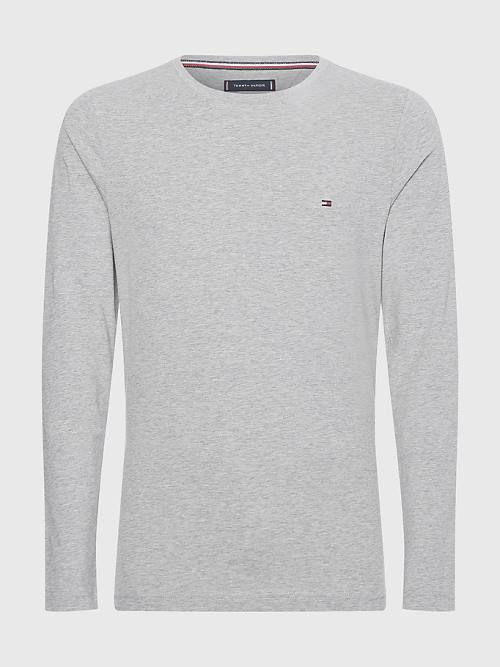 Tommy Hilfiger Slim Fit Long Sleeve Póló Férfi Szürke | TH394FWH