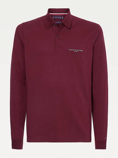 Tommy Hilfiger Slim Fit Long Sleeve Póló Férfi Piros | TH435ITP