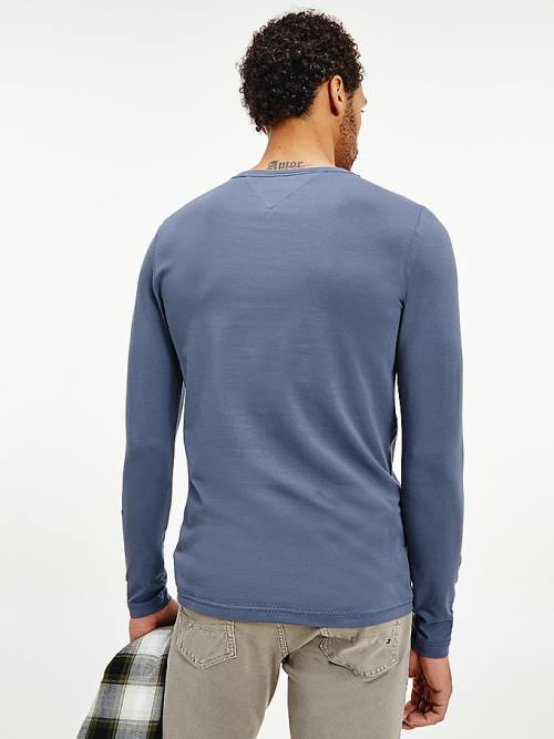 Tommy Hilfiger Slim Fit Long Sleeve Póló Férfi Kék | TH520AHE