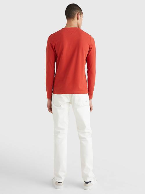 Tommy Hilfiger Slim Fit Long Sleeve Póló Férfi Piros | TH745HLB