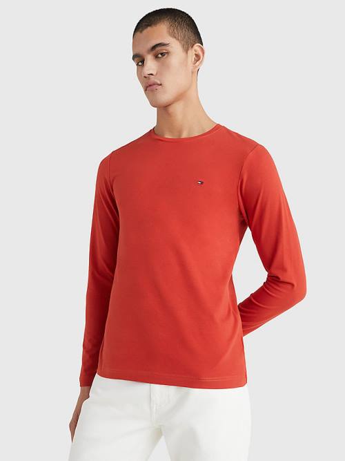 Tommy Hilfiger Slim Fit Long Sleeve Póló Férfi Piros | TH745HLB