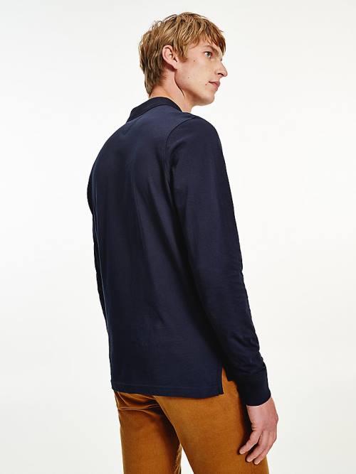 Tommy Hilfiger Slim Fit Long Sleeve Póló Férfi Kék | TH837OFM