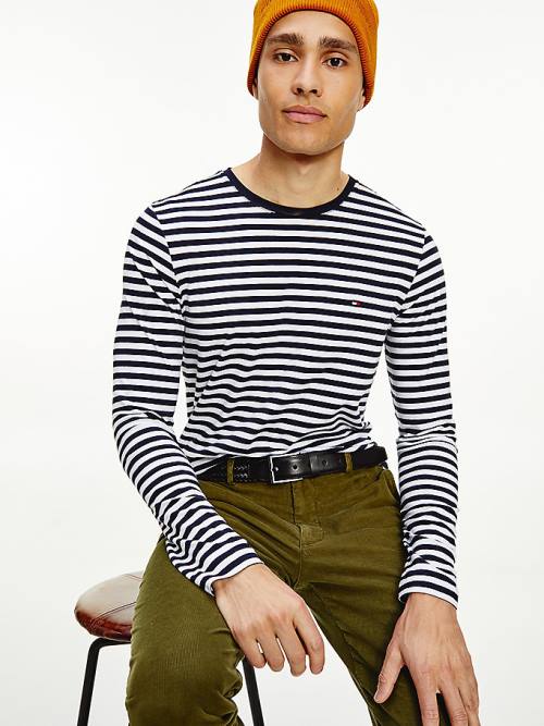 Tommy Hilfiger Slim Fit Long Sleeve Póló Férfi Kék | TH923OVX