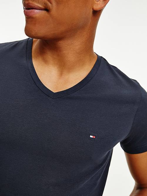 Tommy Hilfiger Slim Fit Pamut Póló Férfi Kék | TH321RPD