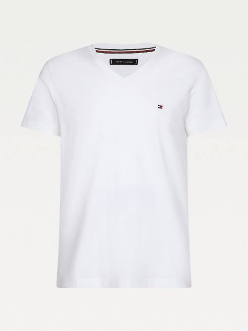 Tommy Hilfiger Slim Fit Pamut Póló Férfi Fehér | TH590CQO