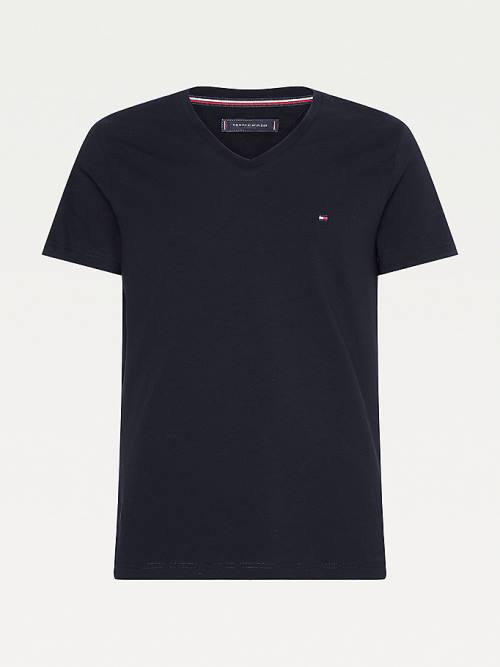 Tommy Hilfiger Slim Fit Pamut Póló Férfi Fekete | TH976MYZ