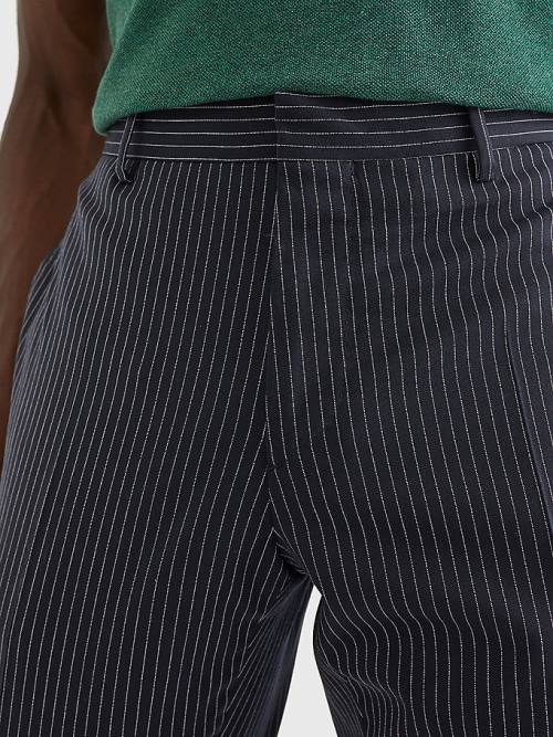 Tommy Hilfiger Slim Fit Pinstripe Nadrág Férfi Kék | TH018NDM