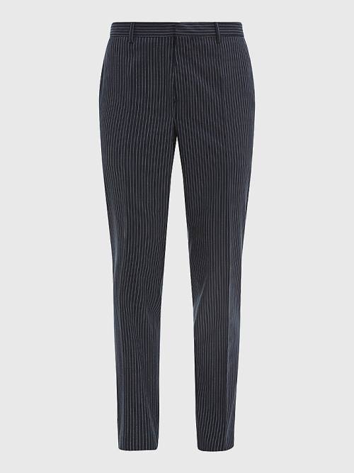 Tommy Hilfiger Slim Fit Pinstripe Nadrág Férfi Kék | TH018NDM