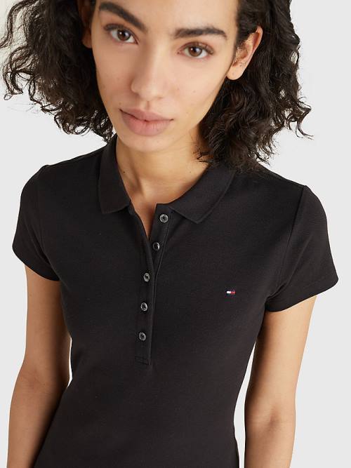 Tommy Hilfiger Slim Fit Polo Ruha Női Fekete | TH174IDE