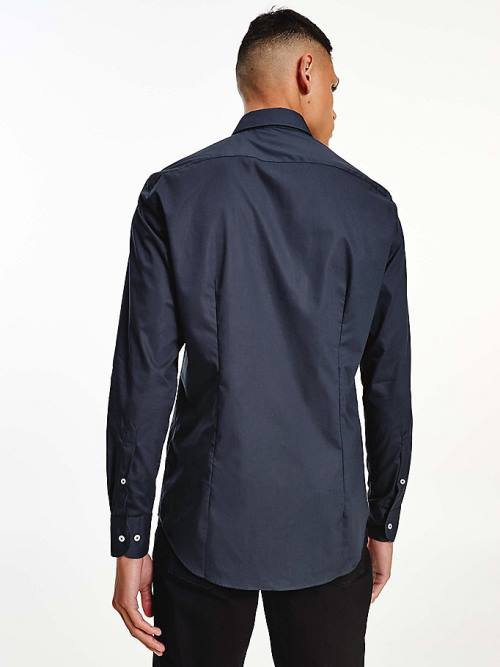 Tommy Hilfiger Slim Fit Poplin Ingek Férfi Kék | TH831LFP