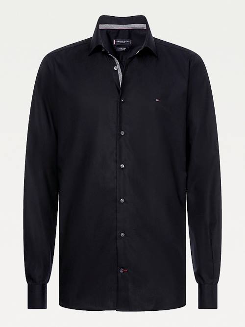 Tommy Hilfiger Slim Fit Poplin Ingek Férfi Fekete | TH986EOG