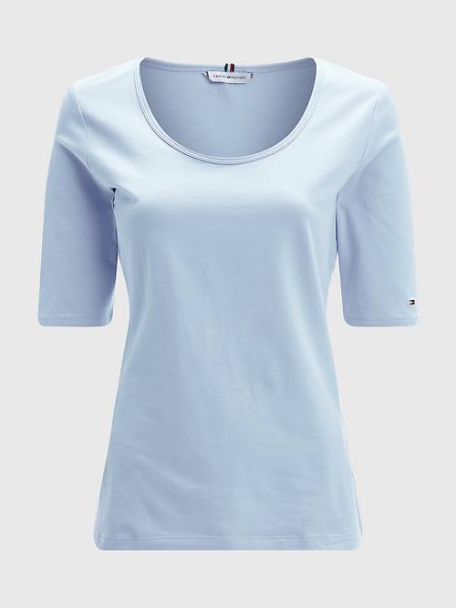 Tommy Hilfiger Slim Fit Scoop Neck Póló Női Kék | TH370NEQ